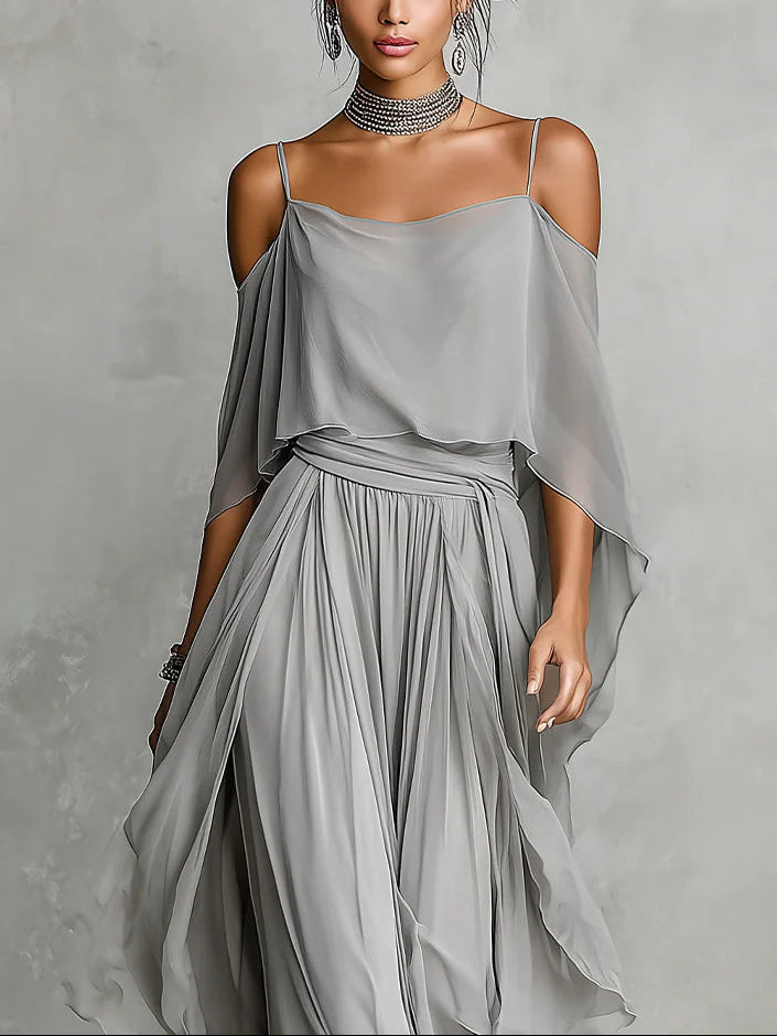 Isabella | Completo fluido con spalle scoperte