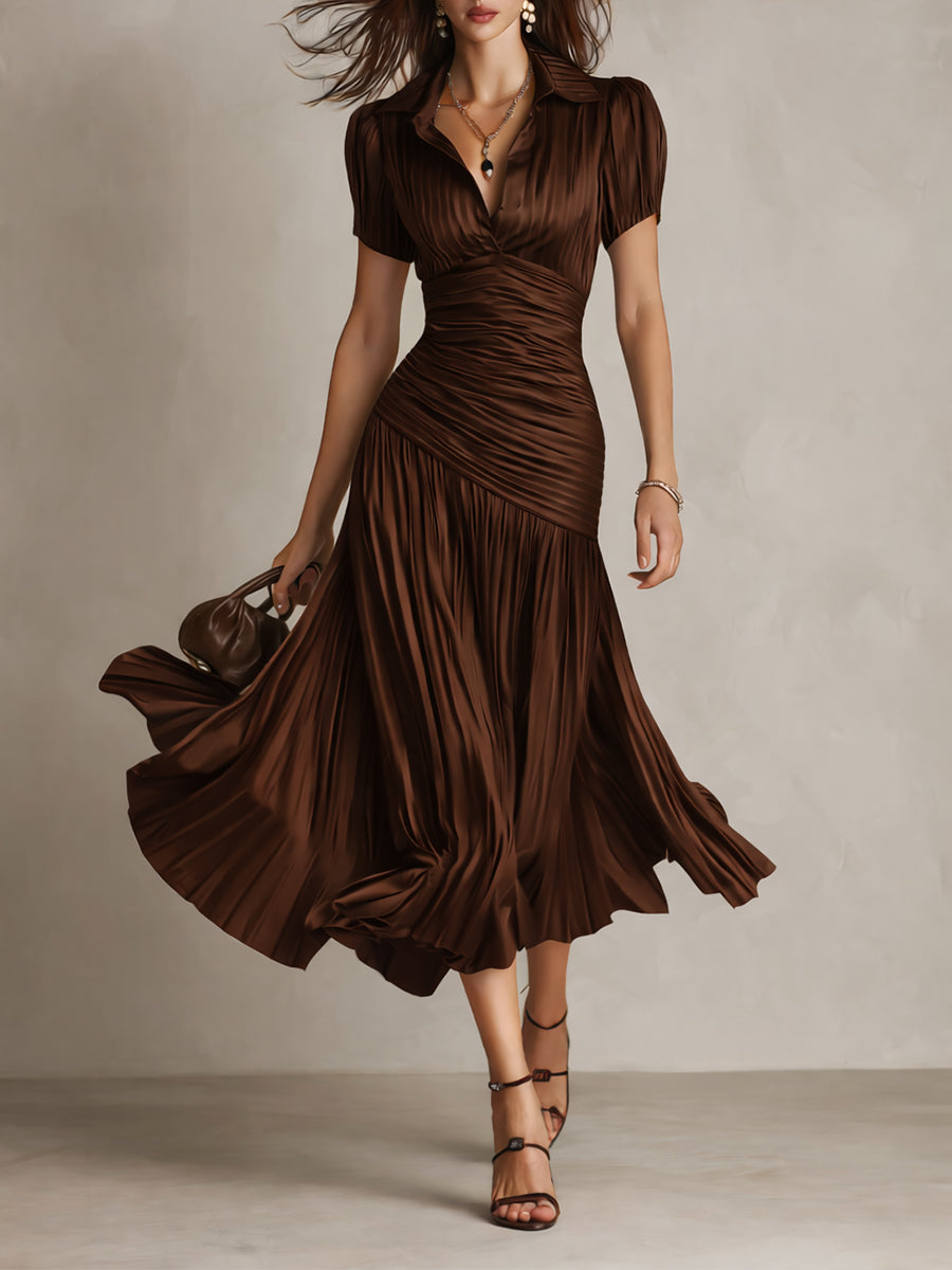 Adriana ∙ Vestito midi satinato a righe retrò