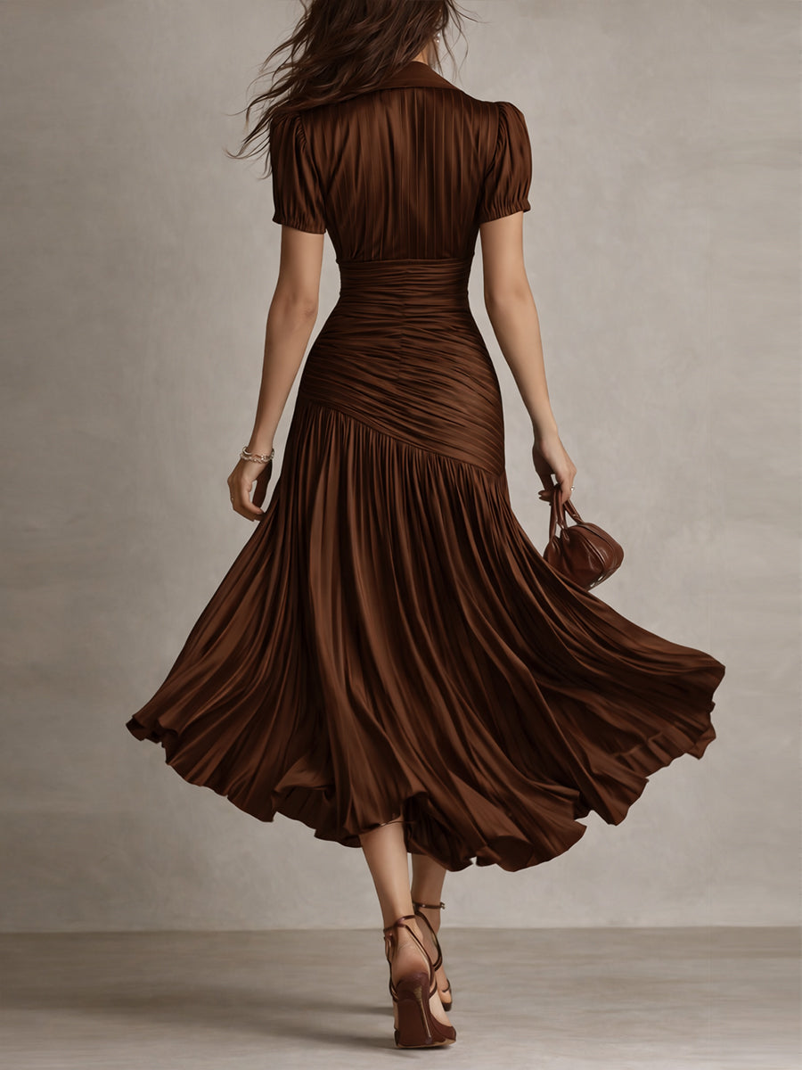 Adriana - Vestito midi satinato a righe retrò